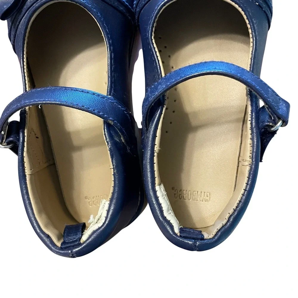 Vtg Gymboree Mary Jane Shoes Navy Blue Bow Detail Girls Size 11 Classic Preppy
